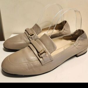 Bruno Magli "Vinny" Taupe Luxe Leather Bit Flat Loafers Size 6.5/37 Ret.$395